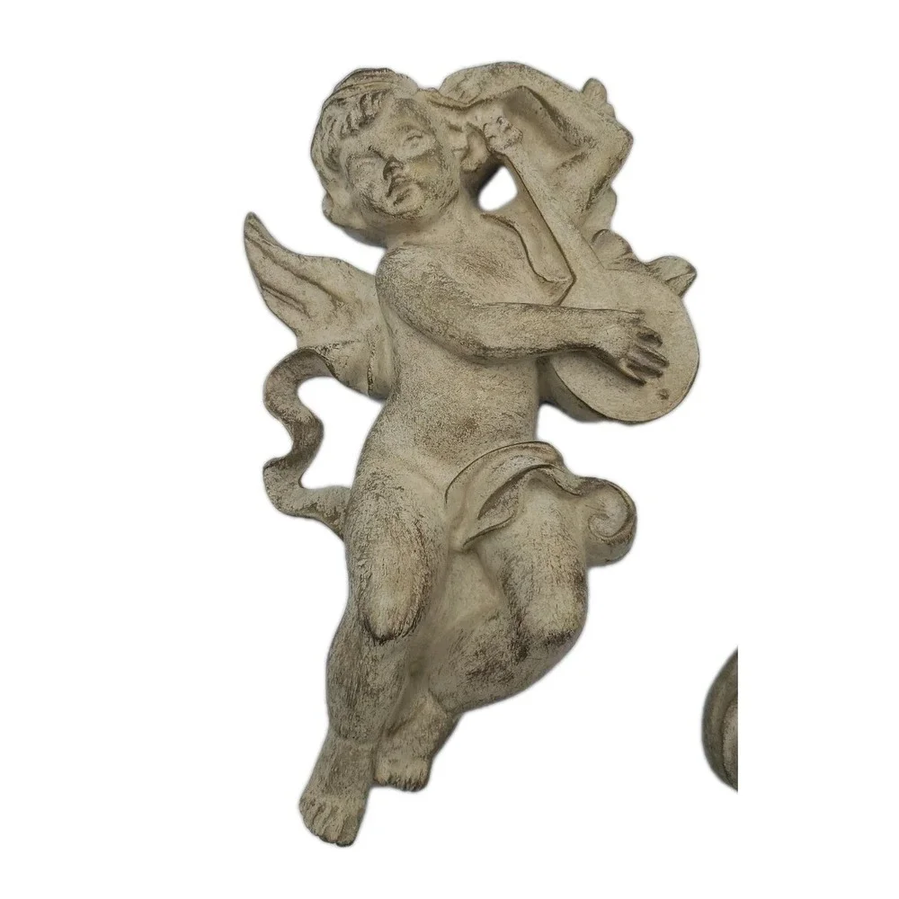 Set Of 3 Cherub Musical Angels Wall Hanging Home Decor